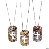 'Camo Cutout-Cross' Chain Dog-Tag Necklace