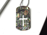 'Camo Cutout-Cross' Chain Dog-Tag Necklace