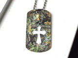 'Camo Cutout-Cross' Chain Dog-Tag Necklace