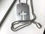 'Camo Cutout-Cross' Chain Dog-Tag Necklace