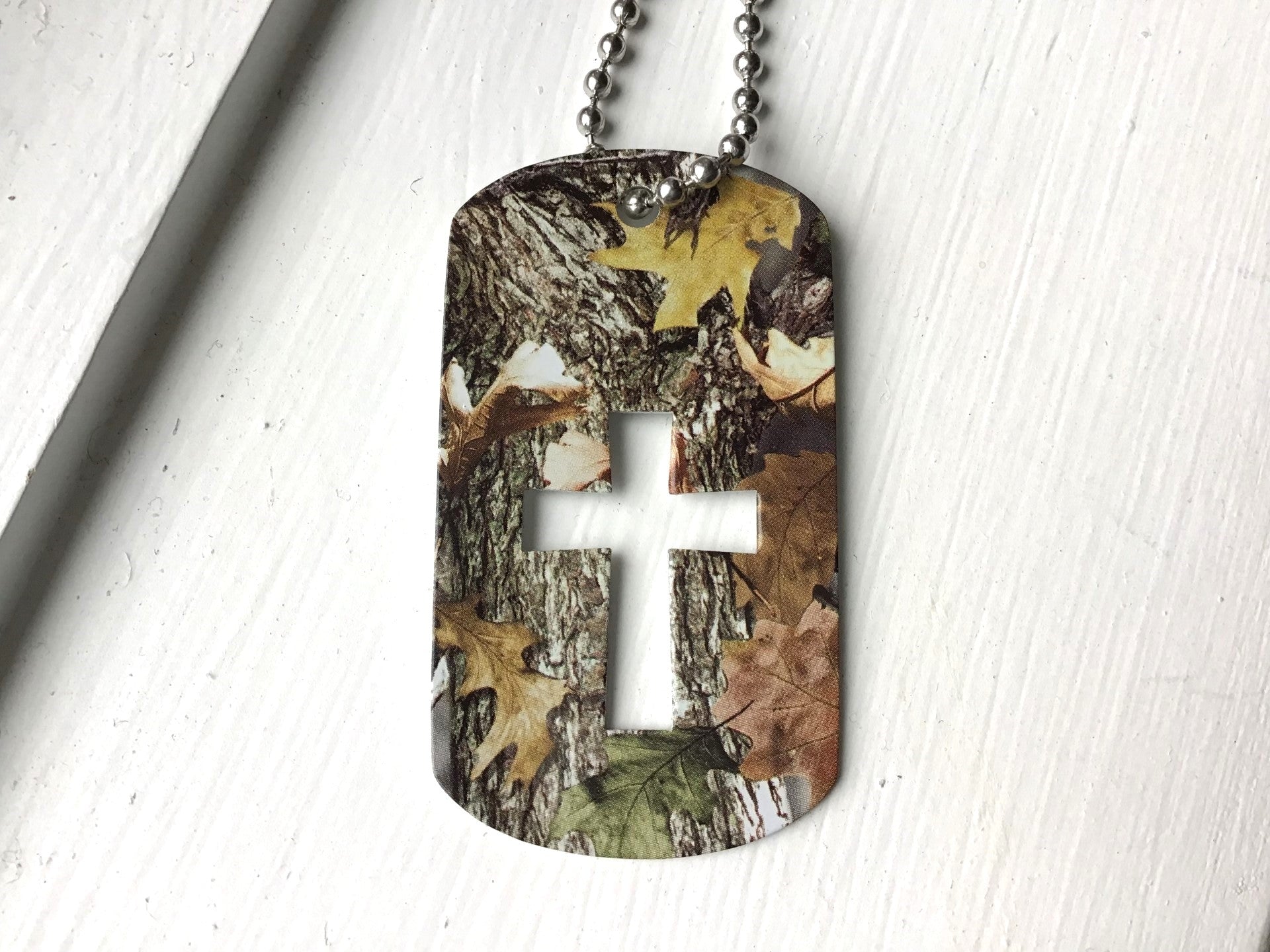 Camo Cutout-Cross' Chain Dog-Tag Necklace – Tooks Take