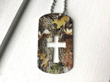 'Camo Cutout-Cross' Chain Dog-Tag Necklace