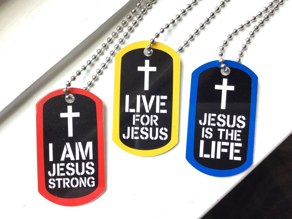 'Jesus Strong' Dog-Tag Chain Necklace